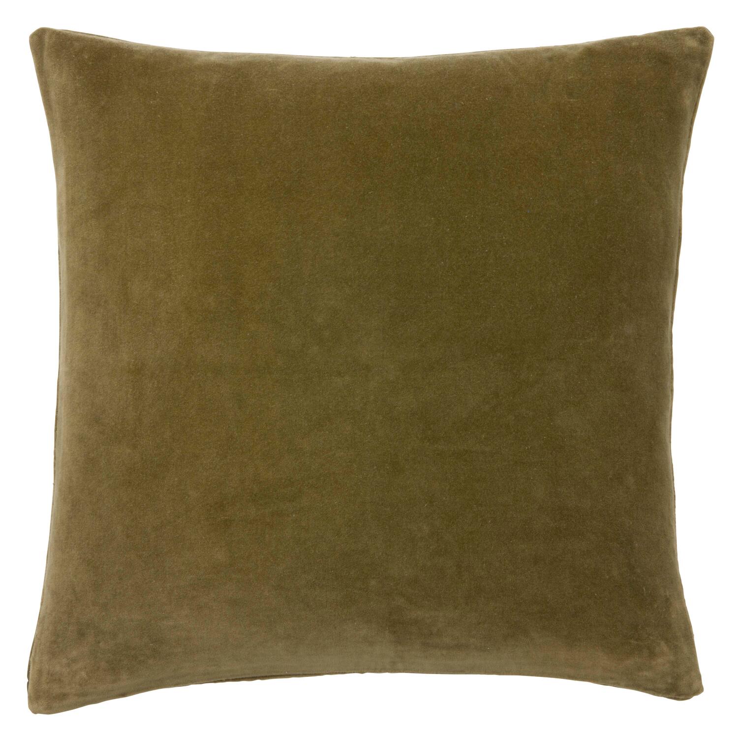 Velour pude, oliven grøn - 50x50cm